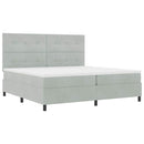 LED Box Spring Bed med madras Lysegrå 200 x 200 cm Fløjl