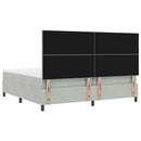 LED Box Spring Bed med madras Lysegrå 200 x 200 cm Fløjl