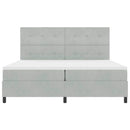 LED Box Spring Bed med madras Lysegrå 200 x 200 cm Fløjl