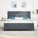 LED Box Spring Bed med madras Mørkegrå 200 x 200 cm Fløjl