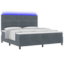 LED Box Spring Bed med madras Mørkegrå 200 x 200 cm Fløjl