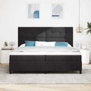 LED Box Spring Bed med madras Sort 200 x 200 cm Fløjl