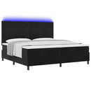 LED Box Spring Bed med madras Sort 200 x 200 cm Fløjl