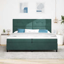LED Box Spring Bed med madras Mørkegrøn 200 x 200 cm Fløjl