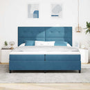 LED Box Spring Bed med madras Mørk blå 200 x 200 cm Fløjl