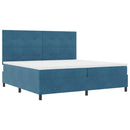 LED Box Spring Bed med madras Mørk blå 200 x 200 cm Fløjl