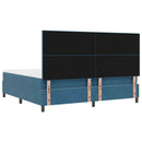 LED Box Spring Bed med madras Mørk blå 200 x 200 cm Fløjl