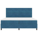 LED Box Spring Bed med madras Mørk blå 200 x 200 cm Fløjl