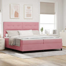 LED Box Spring Bed med madras Lyserød 200 x 200 cm Fløjl