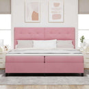 LED Box Spring Bed med madras Lyserød 200 x 200 cm Fløjl