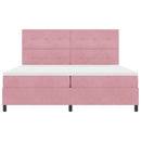 LED Box Spring Bed med madras Lyserød 200 x 200 cm Fløjl