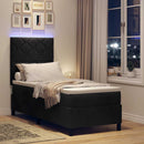 LED Box Spring Bed med hovedgærde Sort 80 x 200 cm Fløjl