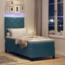 LED Box Spring Bed med madras Mørk blå 80 x 200 cm Fløjl