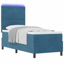 LED Box Spring Bed med madras Mørk blå 80 x 200 cm Fløjl
