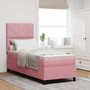 LED Box Spring Bed med madras Lyserød 80 x 200 cm Fløjl