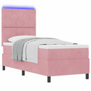 LED Box Spring Bed med madras Lyserød 80 x 200 cm Fløjl
