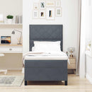 LED Box Spring Bed med madras Mørkegrå 90 x 190 cm Fløjl