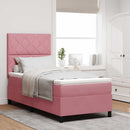 LED Box Spring Bed med hovedgærde Lyserød 90 x 190 cm Fløjl