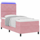 LED Box Spring Bed med hovedgærde Lyserød 90 x 190 cm Fløjl