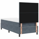 LED Box Spring Bed med hovedgærde Mørkegrå 90 x 200 cm Fløjl