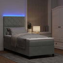 LED Box Spring Bed med hovedgærde Lysegrå 100 x 200 cm Fløjl