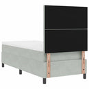 LED Box Spring Bed med hovedgærde Lysegrå 100 x 200 cm Fløjl