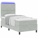 LED Box Spring Bed med hovedgærde Lysegrå 100 x 200 cm Fløjl