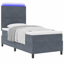 LED Box Spring Bed med hovedgærde Mørkegrå 100 x 200 cm Fløjl