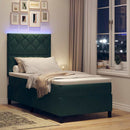 LED Box Spring Bed med hovedgærde Mørkegrøn 100 x 200 cm Fløjl