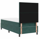 LED Box Spring Bed med hovedgærde Mørkegrøn 100 x 200 cm Fløjl