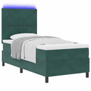 LED Box Spring Bed med hovedgærde Mørkegrøn 100 x 200 cm Fløjl