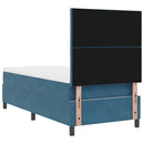 LED Box Spring Bed med madras Mørk blå 100 x 200 cm Fløjl