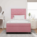 LED Box Spring Bed med hovedgærde Lyserød 120 x 190 cm Fløjl