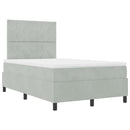 LED Box Spring Bed med hovedgærde Lysegrå 120 x 200 cm Fløjl