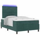 LED Box Spring Bed med hovedgærde Mørkegrøn 120 x 200 cm Fløjl
