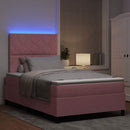 LED Box Spring Bed med hovedgærde Lyserød 120 x 200 cm Fløjl