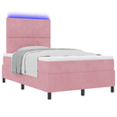 LED Box Spring Bed med hovedgærde Lyserød 120 x 200 cm Fløjl