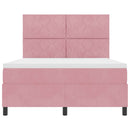 LED Box Spring Bed med hovedgærde Lyserød 140 x 190 cm Fløjl