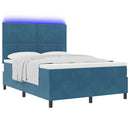 LED Box Spring Bed med hovedgærde Mørk blå 140 x 200 cm Fløjl