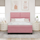 LED Box Spring Bed med hovedgærde Lyserød 140 x 200 cm Fløjl