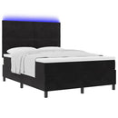 LED Box Spring Bed med hovedgærde Sort 160 x 200 cm Fløjl