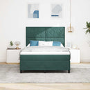 LED Box Spring Bed med hovedgærde Mørkegrøn 160 x 200 cm Fløjl