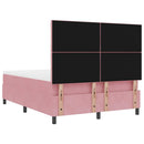 LED Box Spring Bed med hovedgærde Lyserød 160 x 200 cm Fløjl