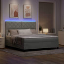 LED Box Spring Bed med madras Lysegrå 180 x 200 cm Fløjl
