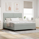 LED Box Spring Bed med madras Lysegrå 180 x 200 cm Fløjl