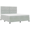 LED Box Spring Bed med madras Lysegrå 180 x 200 cm Fløjl