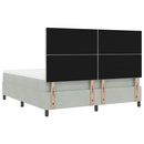 LED Box Spring Bed med madras Lysegrå 180 x 200 cm Fløjl