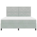 LED Box Spring Bed med madras Lysegrå 180 x 200 cm Fløjl