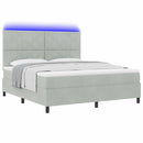 LED Box Spring Bed med madras Lysegrå 180 x 200 cm Fløjl