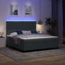 LED Box Spring Bed med hovedgærde Mørkegrå 180 x 200 cm Fløjl